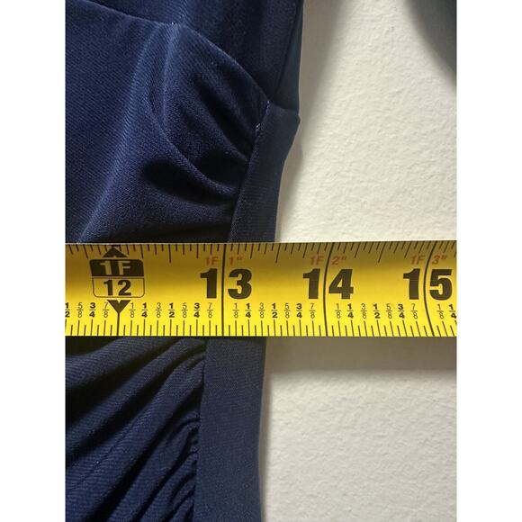 Lauren Ralph Lauren Women’s Navy Ruched Stretch Dress Size 8 3/4 Knee Length - Picture 8 of 9